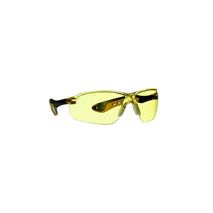 3M™ Flat Temple Eyewear Anti-Scratch, 47013H1-DC, Black/Yellow, Amber Lens, 6/case