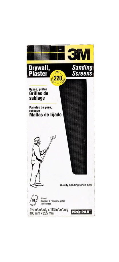 3M™ Drywall Sanding Screens 99436, 4 3/16 in x 11 1/4 in, 220 grit, 10 screens/pk, 10 pks/cs