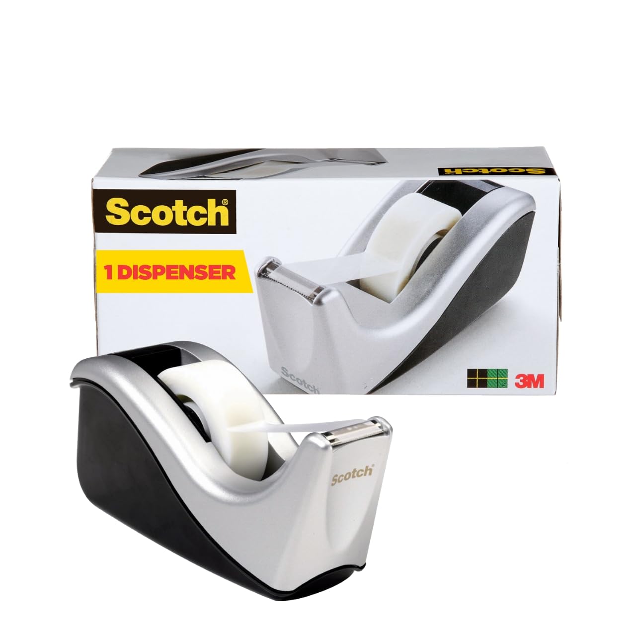 Scotch® Desktop Tape Dispenser, C60-ST, Silver/Black, 12 Each/Case