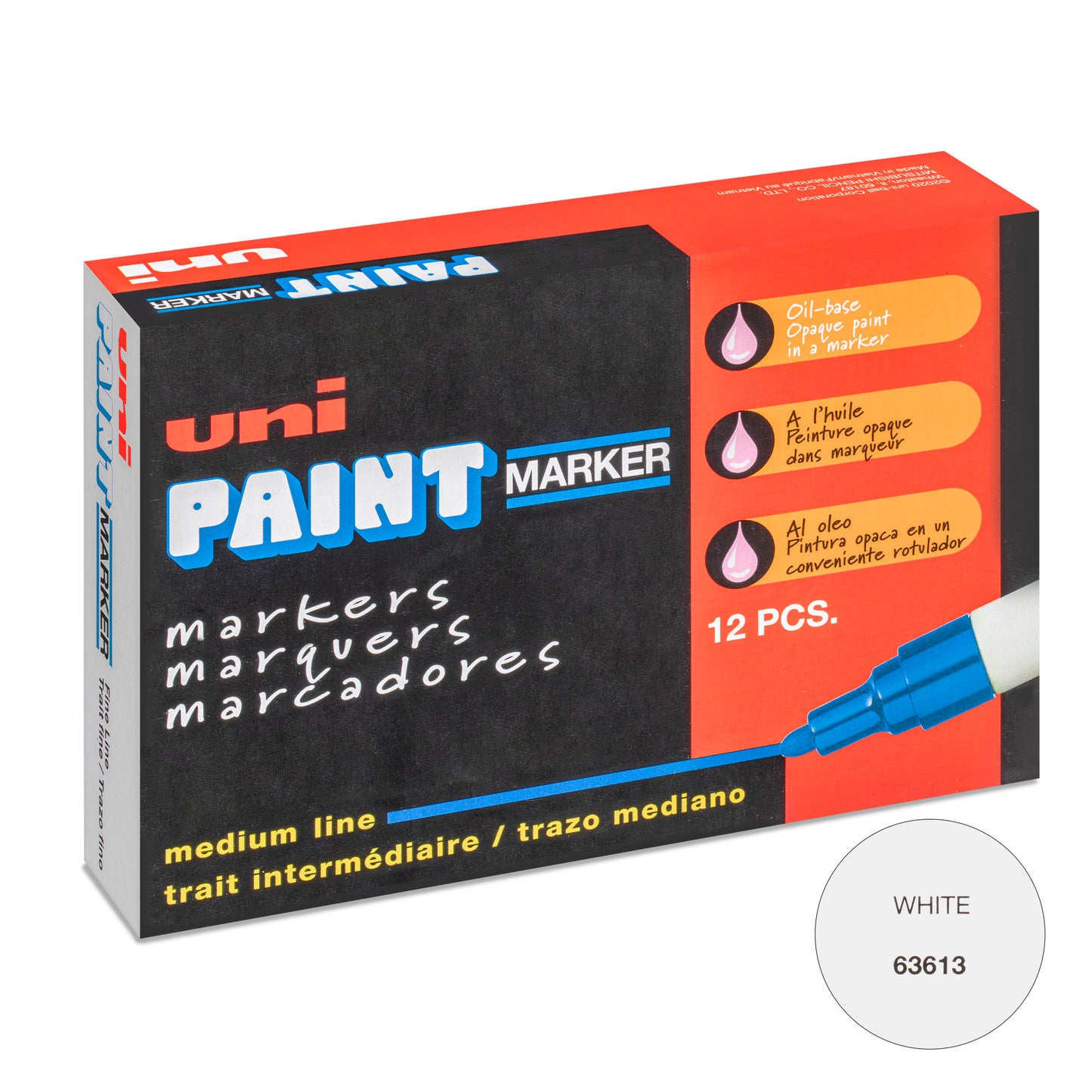 uni® Paint PX-20 Oil-Based Paint Markers, Medium Line (1.8-2.2mm), White