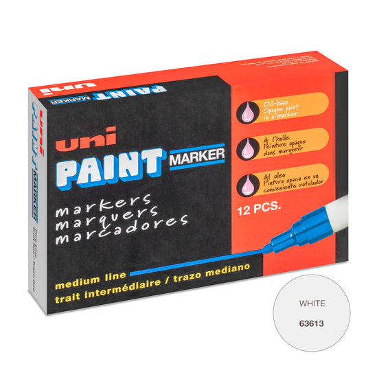 uni® Paint PX-20 Oil-Based Paint Markers, Medium Line (1.8-2.2mm), White