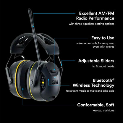 3M™ WorkTunes™ Connect + AM/FM Wireless Hearing Protector with Bluetooth® Technology, 90572-DC, 3/Case