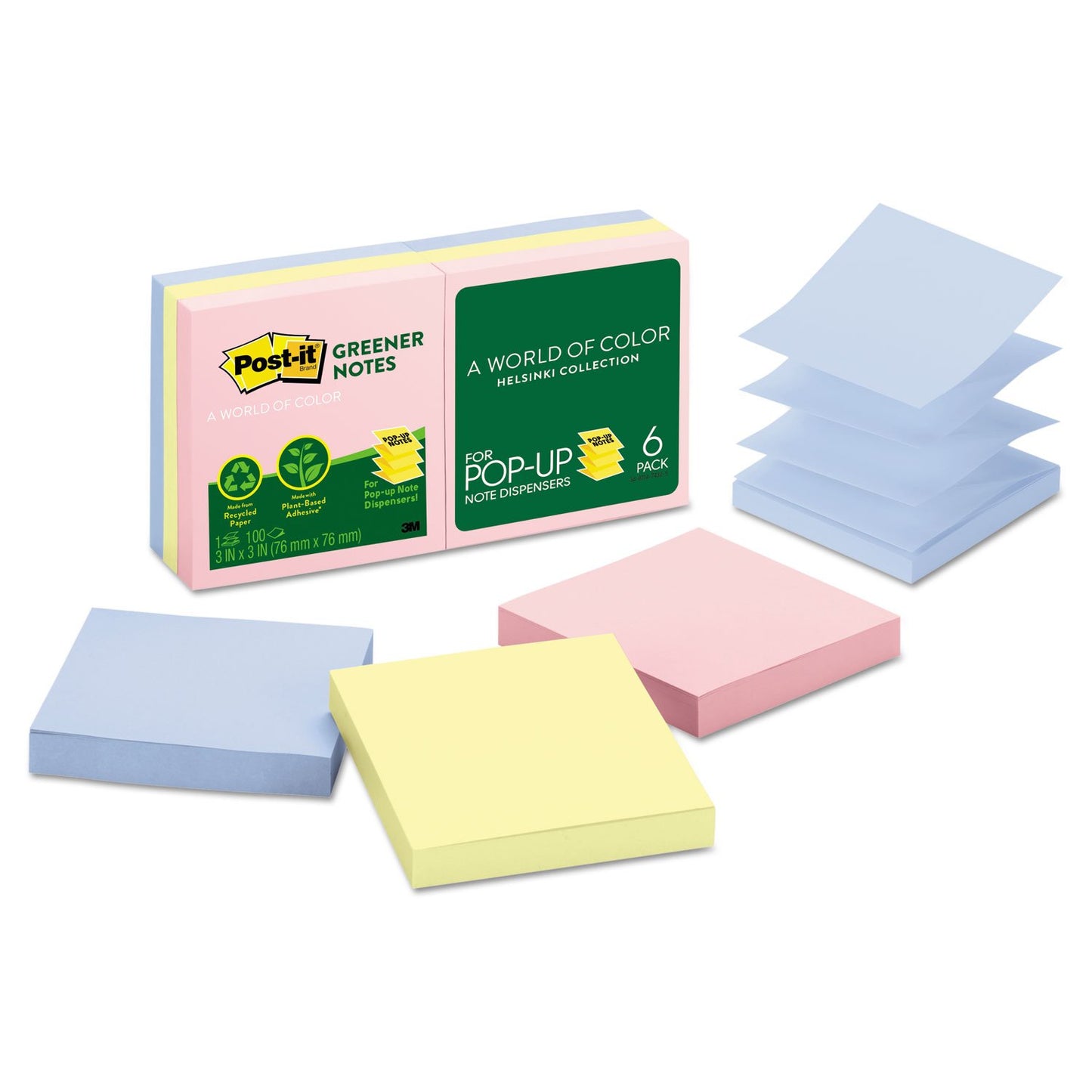 Post-it® Dispenser Pop-up Notes R330RP-6AP, 3 in x 3 in (76 mm x 76 mm), 100% PEFC, SGSCH-PEFC-COC-110078