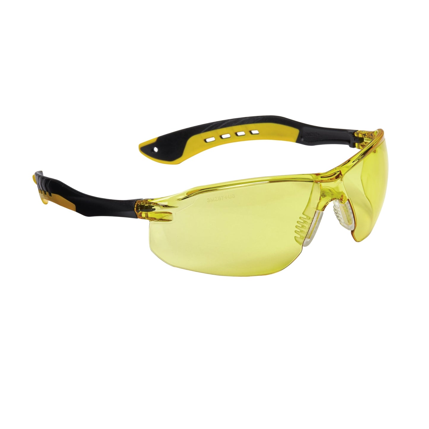 3M™ Flat Temple Eyewear Anti-Scratch, 47013H1-DC, Black/Yellow, Amber Lens, 6/case