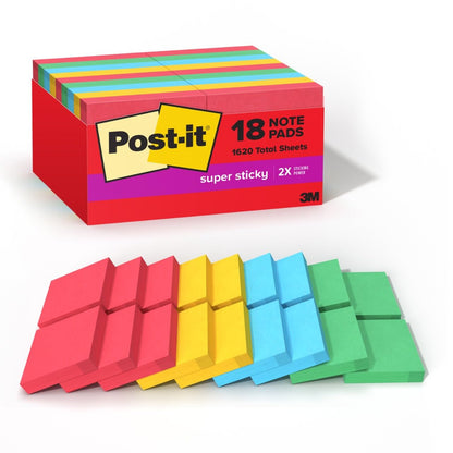 Post-it® Super Sticky Notes 622-18SSAN-CP, Playful Primaries, 100% PEFC, SGSCH-PEFC-COC-110078