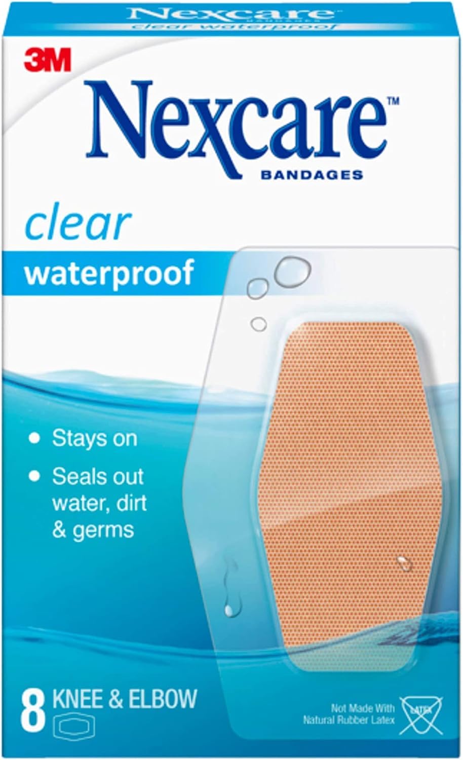 Nexcare™ Waterproof Bandages 581-08, Knee and Elbow, 8 ct.