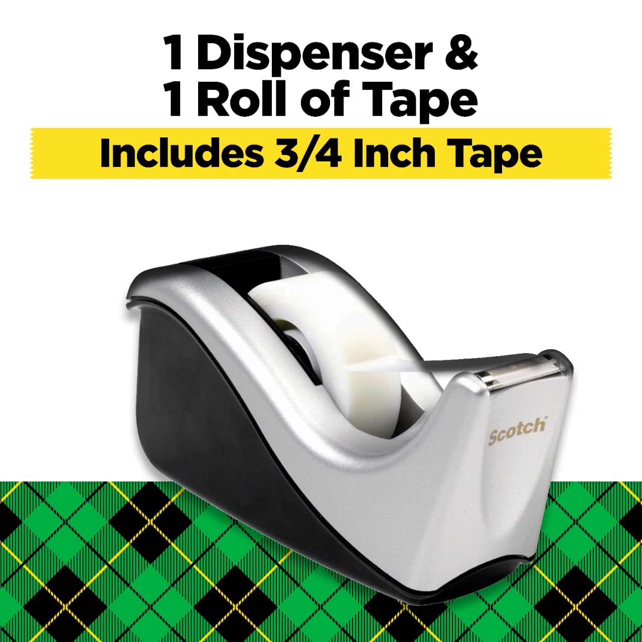 Scotch® Desktop Tape Dispenser, C60-ST, Silver/Black, 12 Each/Case
