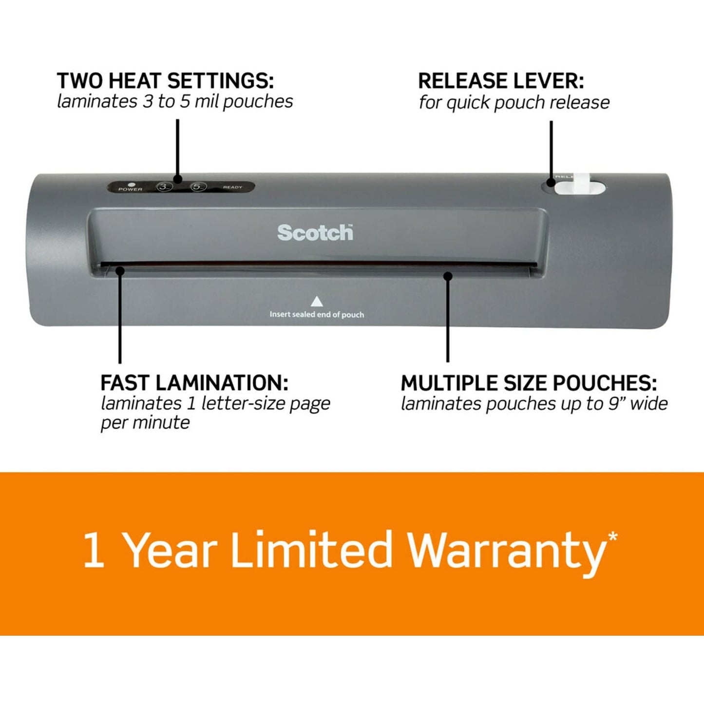 Scotch™ Thermal Laminator with 2 Pouches TL901X