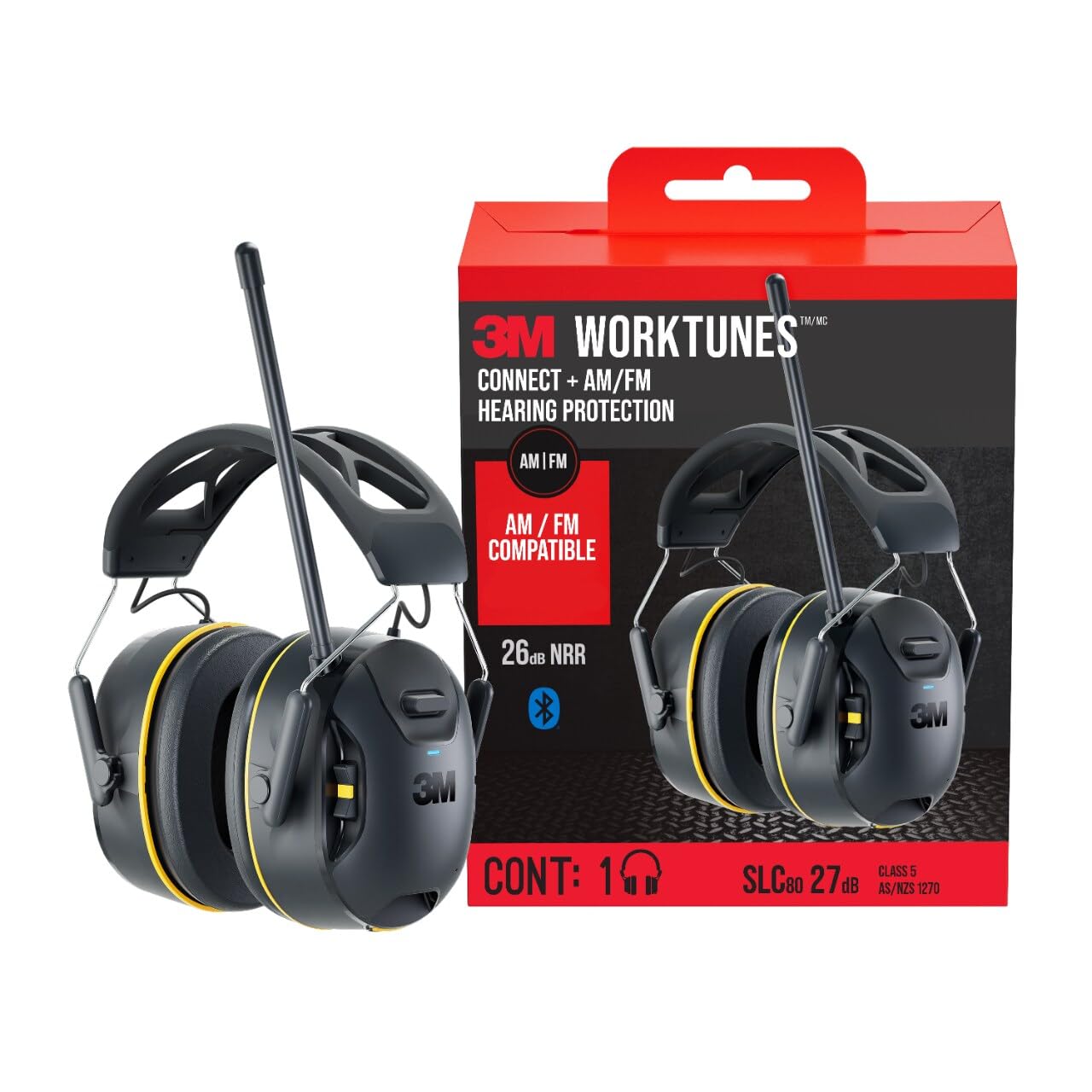 3M™ WorkTunes™ Connect + AM/FM Wireless Hearing Protector with Bluetooth® Technology, 90572-DC, 3/Case