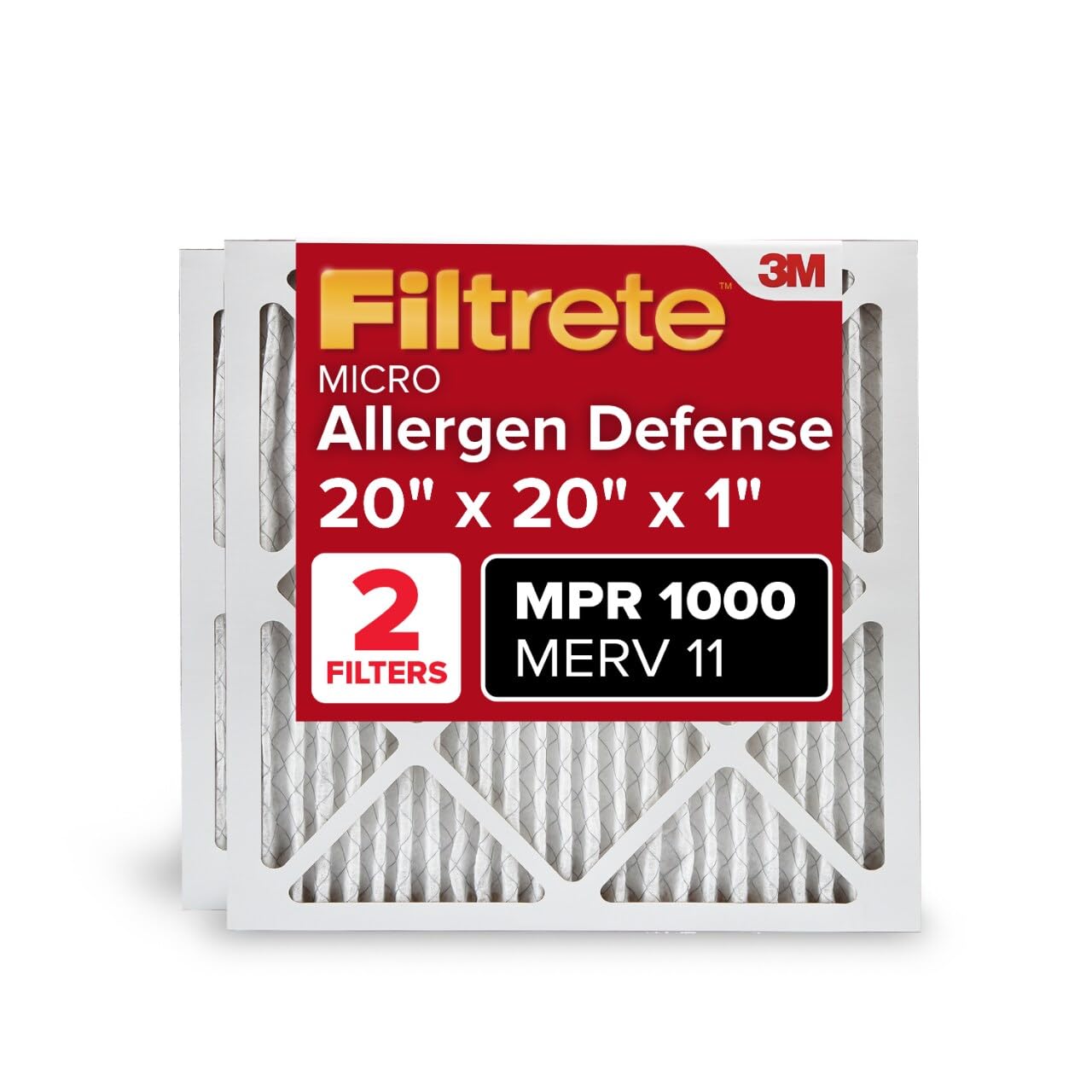 Filtrete™ Allergen Defense Filter AD02-2PK-1E, 20 in x 20 in x 1 in (50.8 cm x 50.8 cm x 2.5 cm)