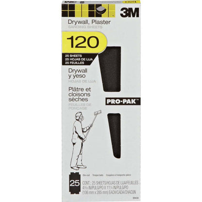 3M™ Drywall Sanding Sheet 53044, 120 Grit, 4 3/16 in x 11 1/4 in, 100 shts/pk, 10 pks/cs