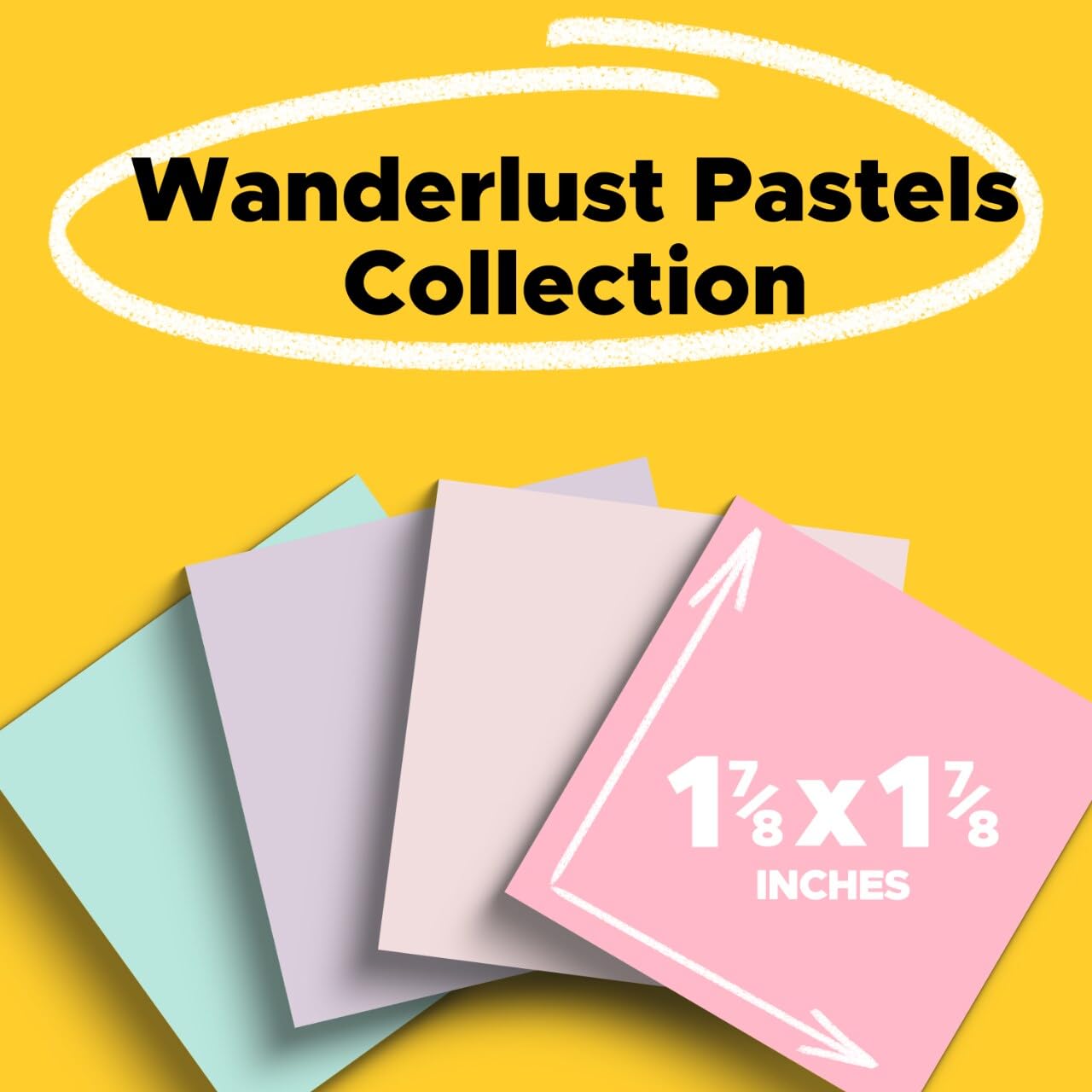Post-it® Super Sticky Mini Notes 622-18SSNRP-CP, Wanderlust Pastels, 1 7/8 in x 1 7/8 in, 100% PEFC, SGSCH-PEFC-COC-110078