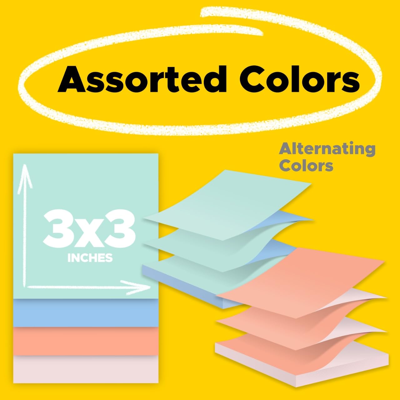 Post-it® Pop-up Notes R330-U-ALT, Alt Colors in Pads, 3 in x 3 in (76 mm x 76 mm), 100% PEFC, SGSCH-PEFC-COC-110078