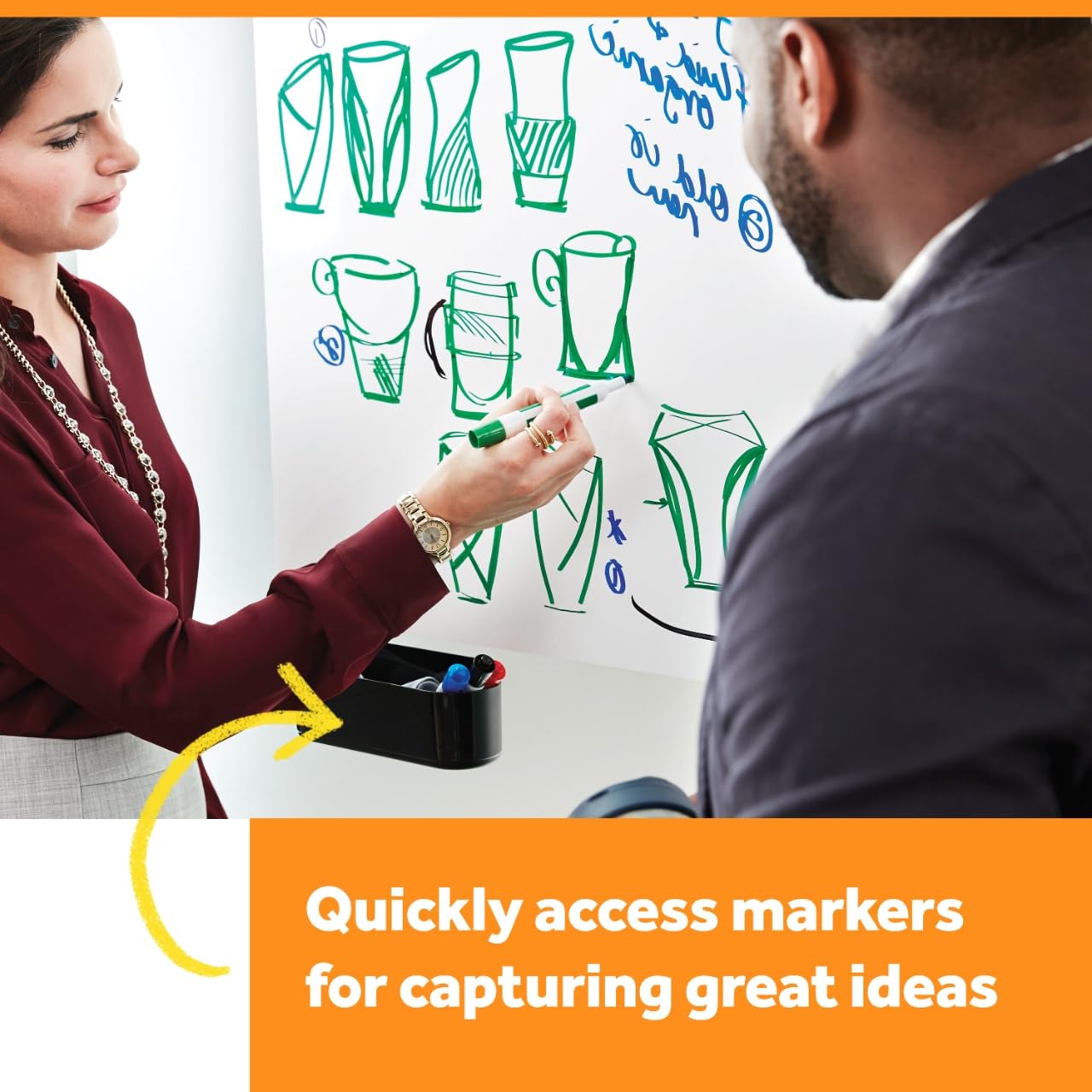 Post-it Dry Erase Accessory Tray, 1 Accessory Tray, 4 Strips