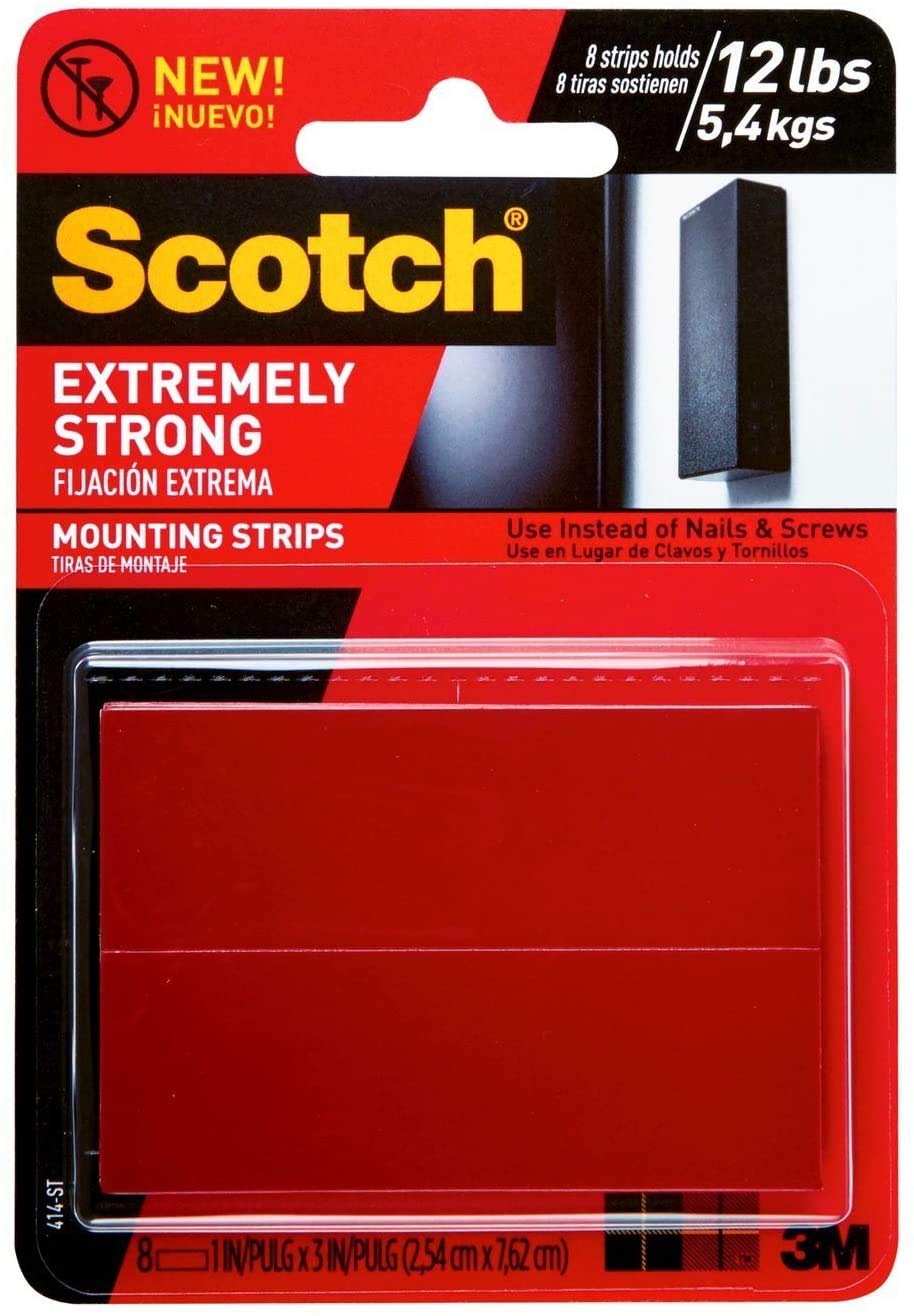 Scotch-Mount™ Extreme Double-Sided Mounting Strips 414H-ST, 1 in x 3 in (2,54 cm x 7,62 cm) EA, 8 Strips