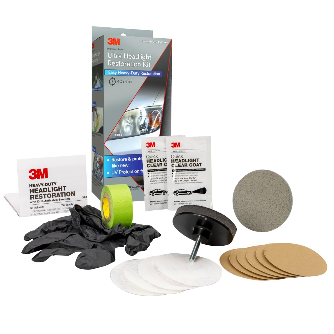 3M™ Ultra Headlight Restoration Kit 39195, 3/Case