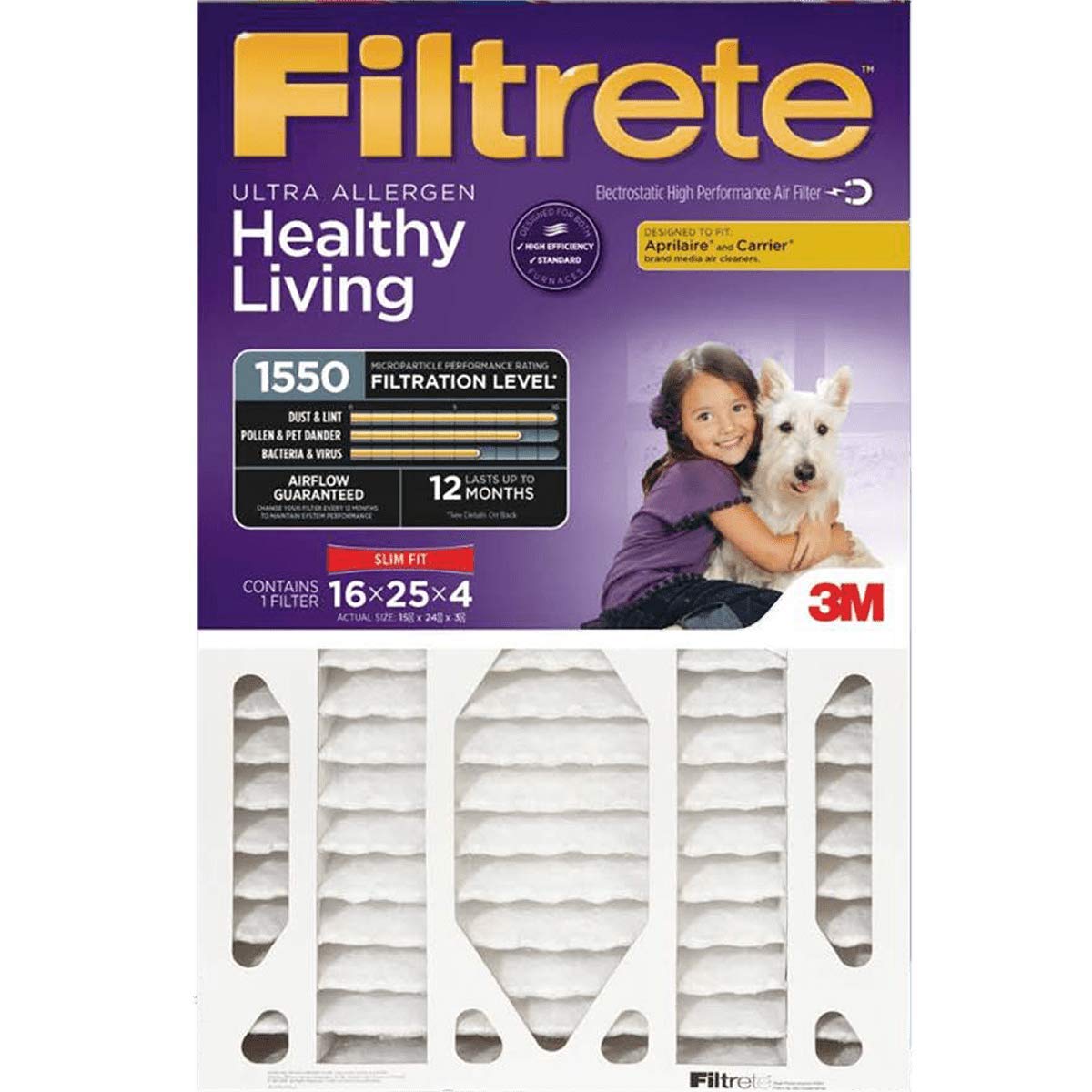 Filtrete™ Ultra Allergen Reduction Deep Pleat Filter NDP01-4S-4, 16 in x 25 in x 4 in , 1/Pack, 4/case
