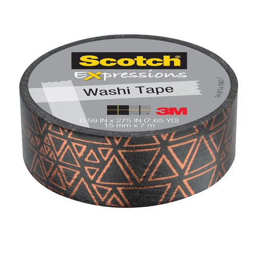Scotch® Expressions Washi Tape C614-GLD, .59 in x 275 in (15 mm x 7 m) Gold Foil