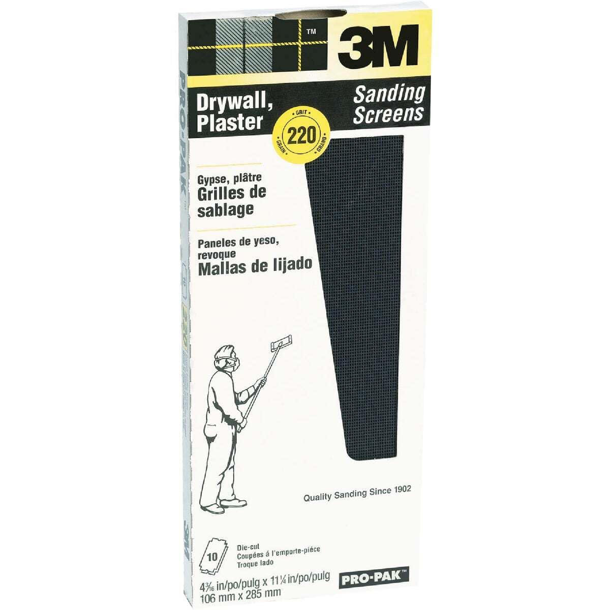 3M™ Drywall Sanding Screens 99436, 4 3/16 in x 11 1/4 in, 220 grit, 10 screens/pk, 10 pks/cs