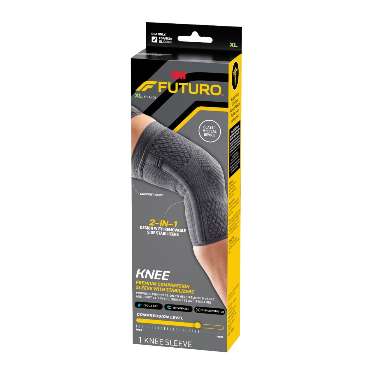 FUTURO™ Premium Compression Knee Sleeve with Stabilizers 49003, XLarge