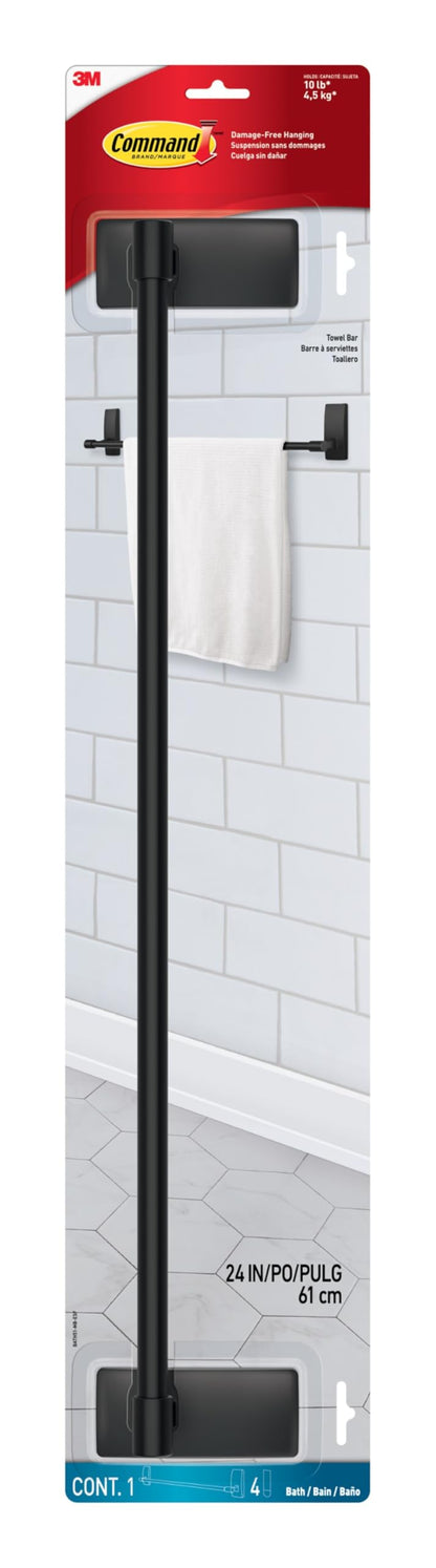 Command™ Bath Matte Black Towel Bar BATH51-MB-ESF