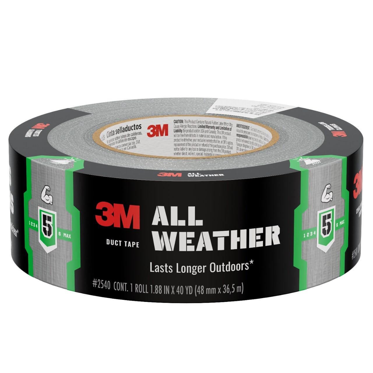 3M™ All Weather Duct Tape 2540, 1.88 in x 40 yd (48 mm x 36.5 m), 12 rolls/case