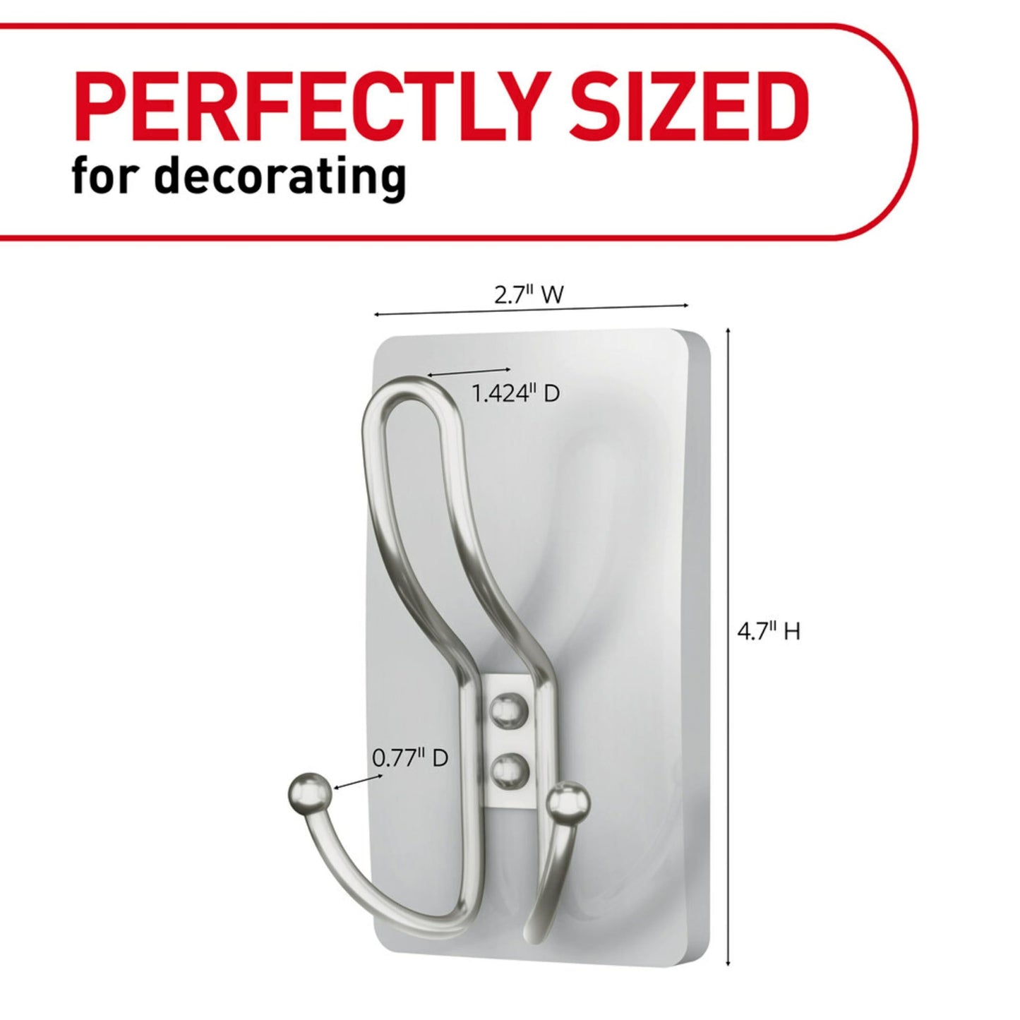 Command™ X-Large Satin Nickel Triple Hook 17038SN-2ES, 2 Pack, 2 hooks, 6 strips