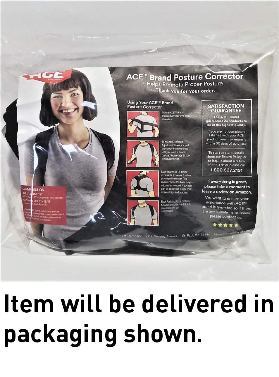 ACE™ Posture Corrector 208620-SIOC, One Size, Adjustable