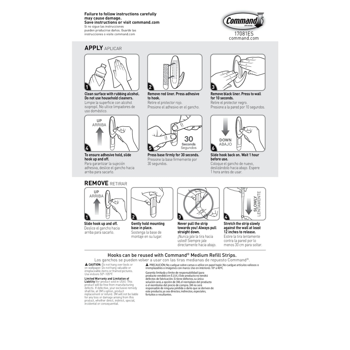 Command™ Medium Metallic Designer Hooks 17081BN-4ES, Value Pack, 4 Hooks, 6 Strips