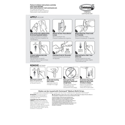Command™ Medium Metallic Designer Hooks 17081BN-4ES, Value Pack, 4 Hooks, 6 Strips