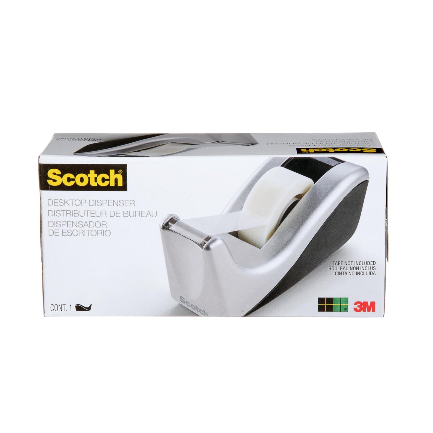 Scotch® Desktop Tape Dispenser, C60-ST, Silver/Black, 12 Each/Case