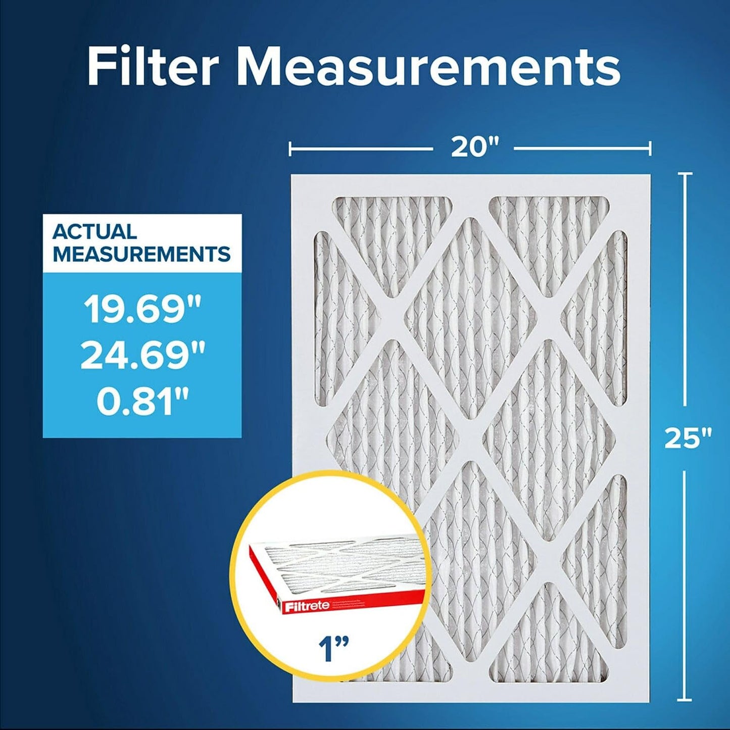 Filtrete™ Allergen Defense Air Filter, 1000 MPR, 9803-4, 20 in x 25 in x 1 in (50,8 cm x 63,5 cm x 2,5 cm)