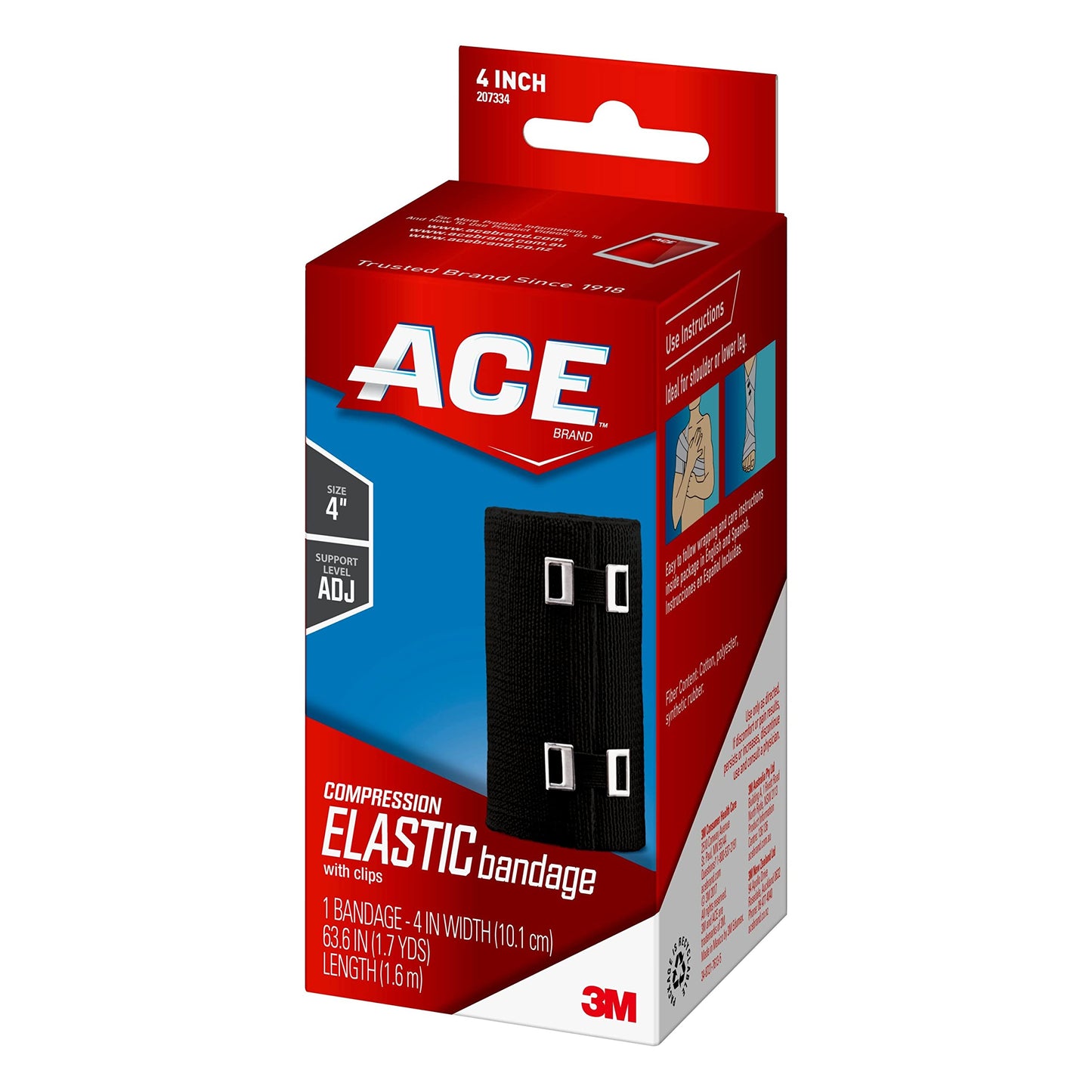 ACE™ Elastic Bandage, 207334, 4 in x 63.6 in (1.7 yds) (10.1 cm x 1.6 m)