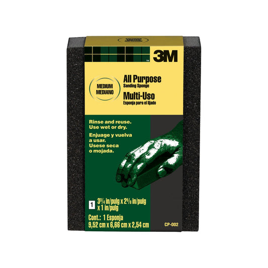 3M™ Sanding Sponge CP-002-ESF, Block, 3 3/4 in x 2 5/8 in x 1 in, Medium, 24 ea/cs