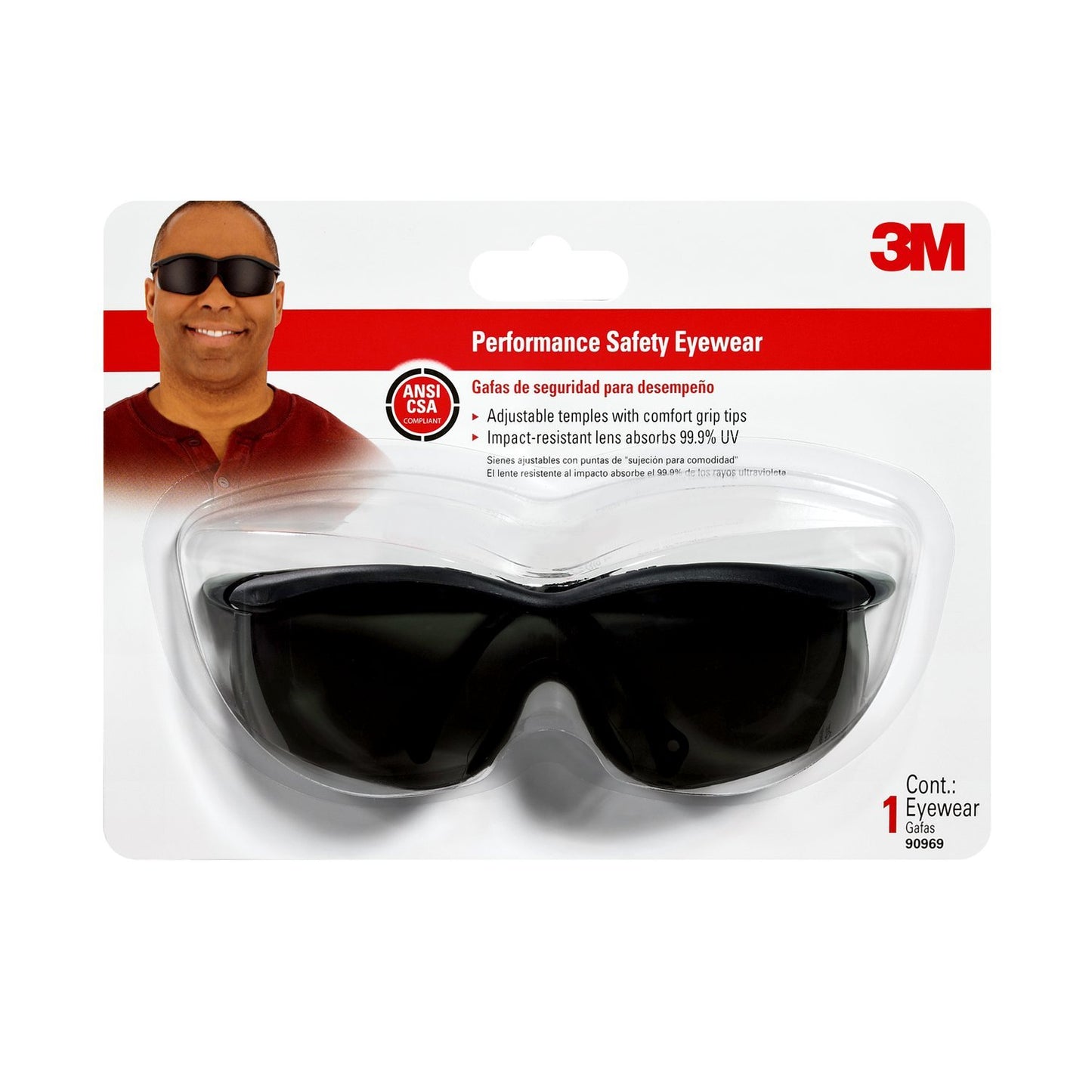 3M™ Safety Eyewear, 90969H1-C, Black, Gray Lens, Anti-Scratch, 10/case