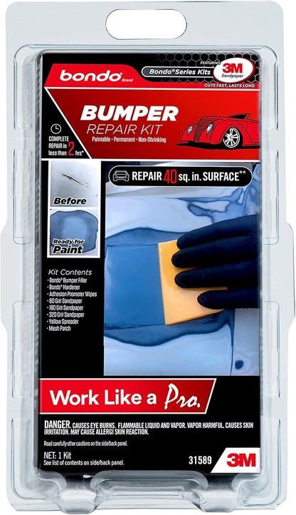 Bondo Bumper Repair Kit, Paintable - Permanent - Non-Shrinking Repair in Less Than Two Hours, 1 Kit