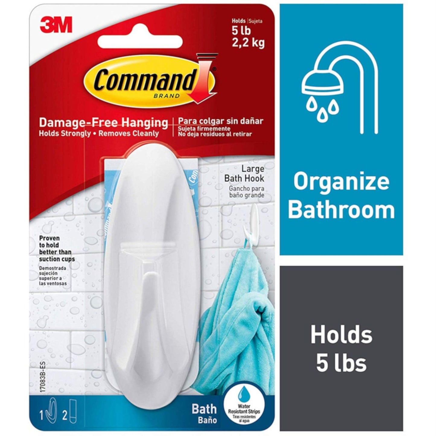 Command™ Large Designer Hook with Water-Resistant Strips 17083B-ESF