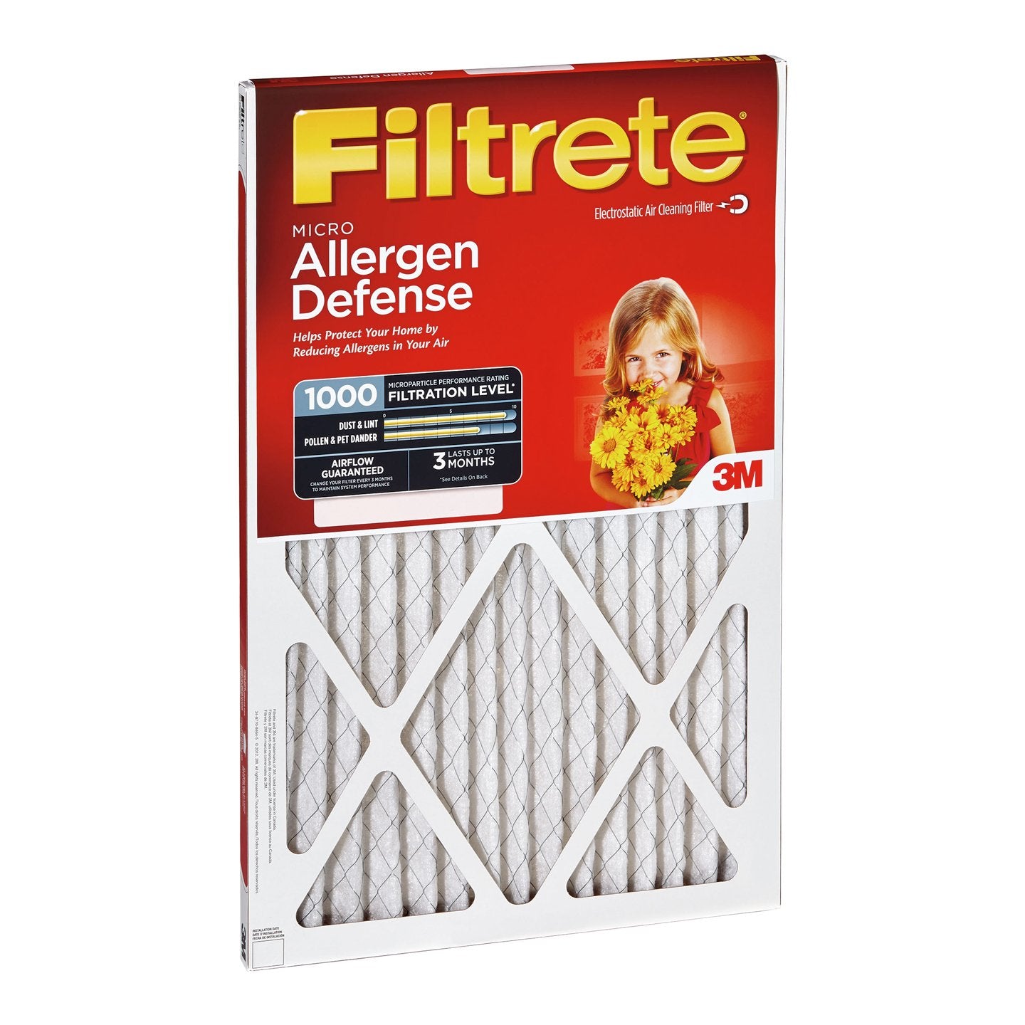 Filtrete™ Allergen Defense Air Filter, 1000 MPR, 9823-4, 14 in x 24 in x 1 in (35,5 cm x 60,9 cm x 2,5 cm)