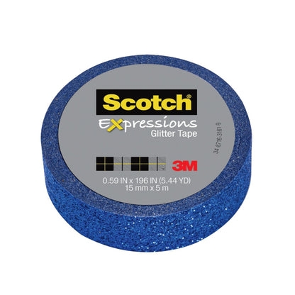 Scotch® Expressions Glitter Tape C514-BLU2, .59 in x 196 in (15 mm x 5 m) Dark Blue Glitter