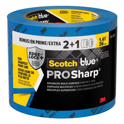ScotchBlue™ PROSharp™ Painter's Tape 2093+-36AC3, 1.41 in x 60 yd (36mm x 54.8m), 3 rolls/pack
