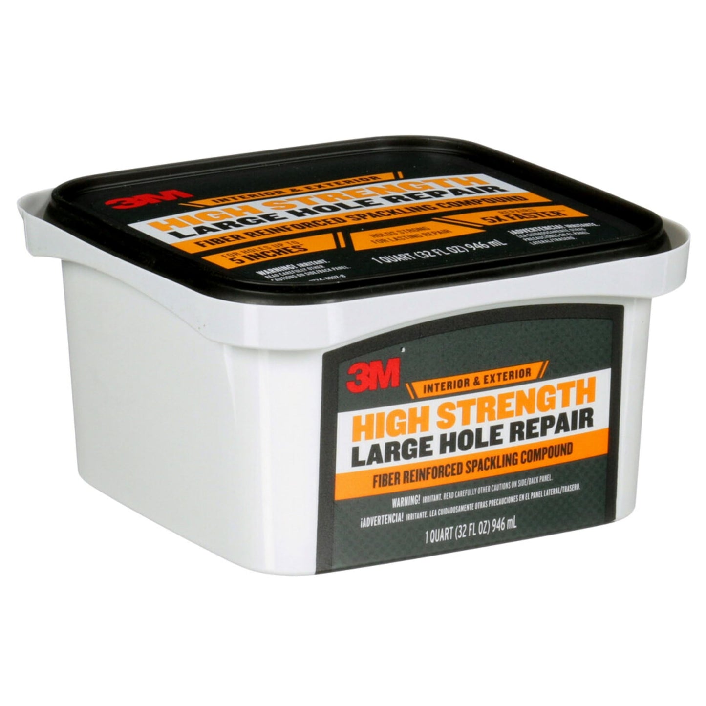 3M High Strength Fiber Reinforced Spackling Compound, 32 oz., Ideal for Large Hole Repair Cracks and Damaged Surfaces in Drywall, Plaster, Stucco, Concrete and Wood, For Easy Wall Repair (LHR-32-BB)