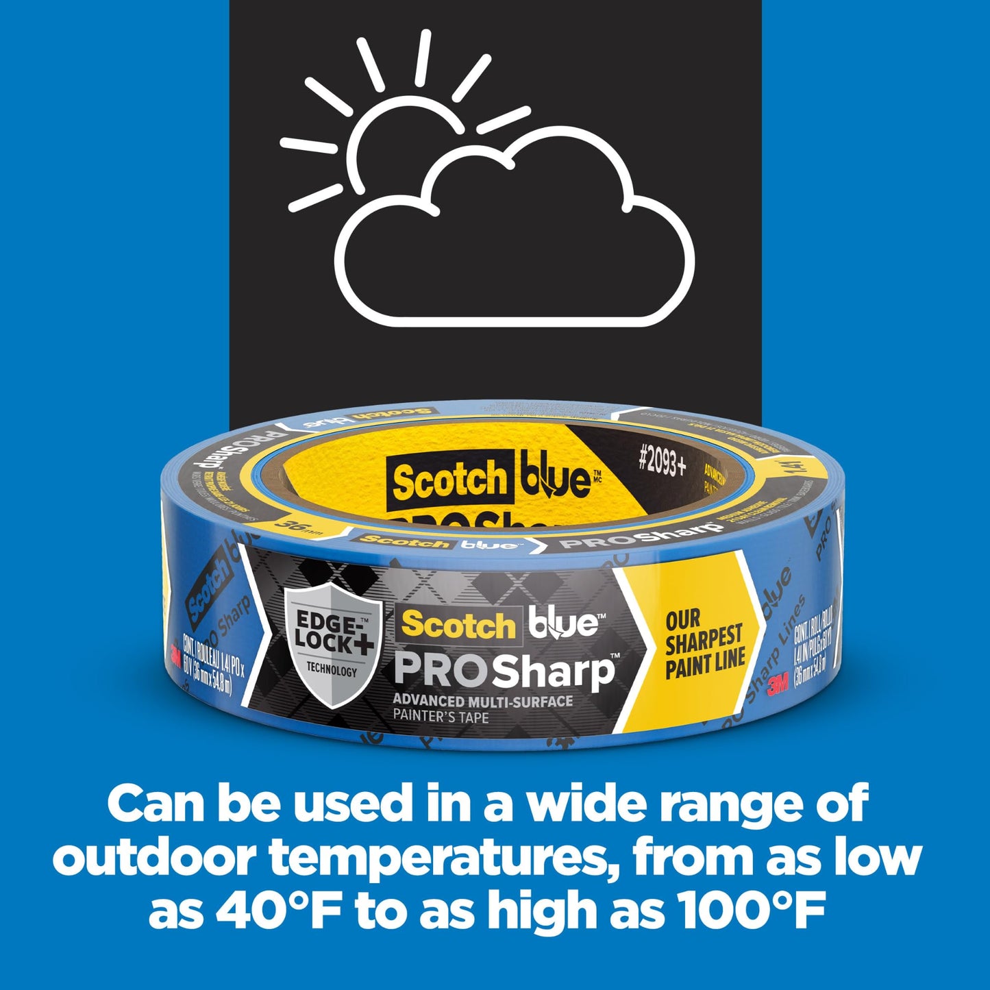 ScotchBlue™ PROSharp™ Painter's Tape 2093+-36AC3-P, 1.41 in x 60 yd (36mm x 54.8m), 3 rolls/pack, B2G1 Promo