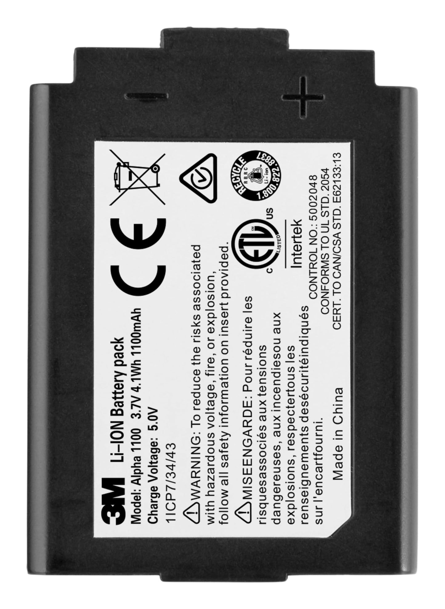 3M™ Rechargeable Li-Ion Battery Pack, Alpha1100, 8 each/case