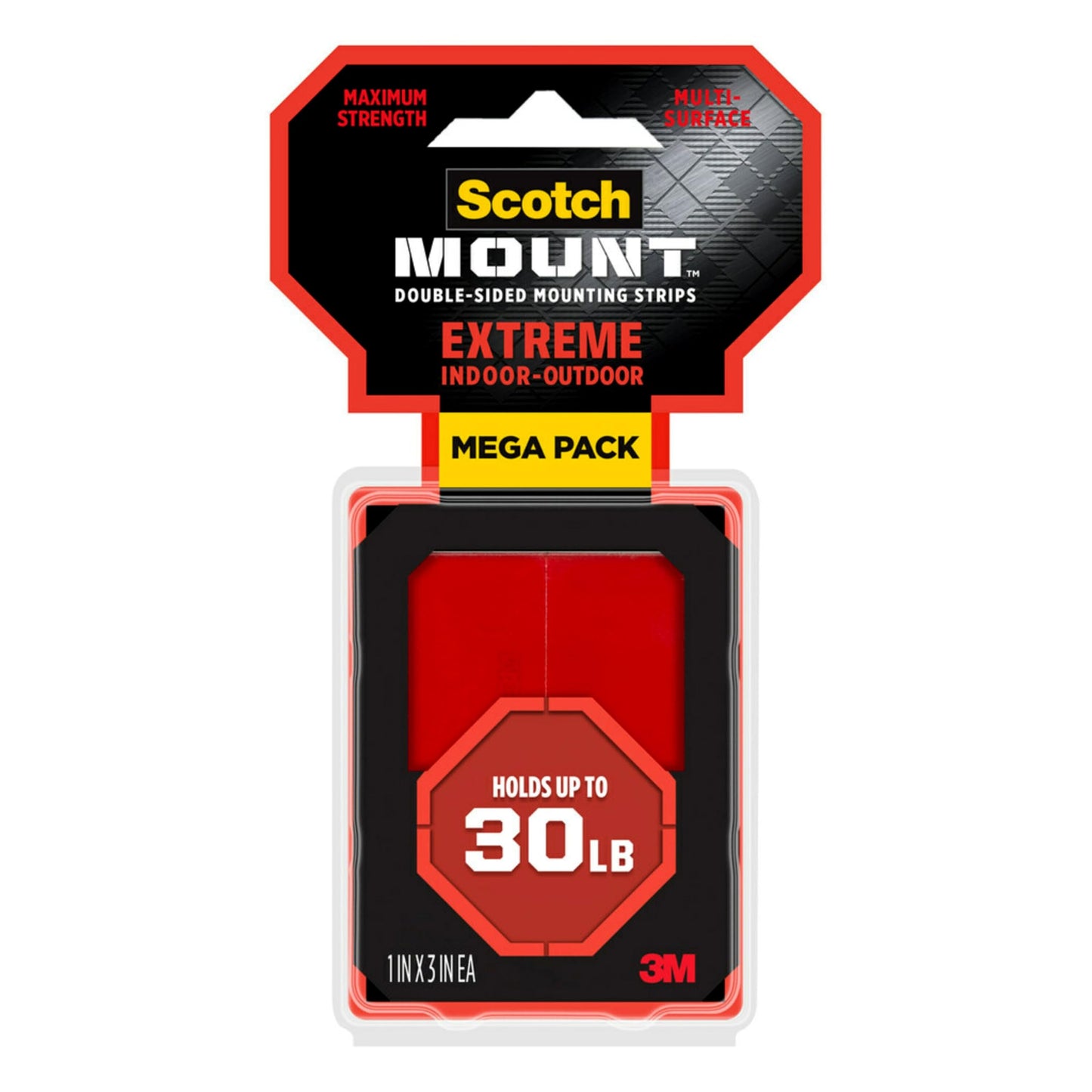 Scotch-Mount™ Extreme Double-Sided Mounting Strips Mega Pack 414H-ST-MP-DC, 1 In X 3 In (2,54 Cm X 7,62 Cm) Ea, 48 Strips