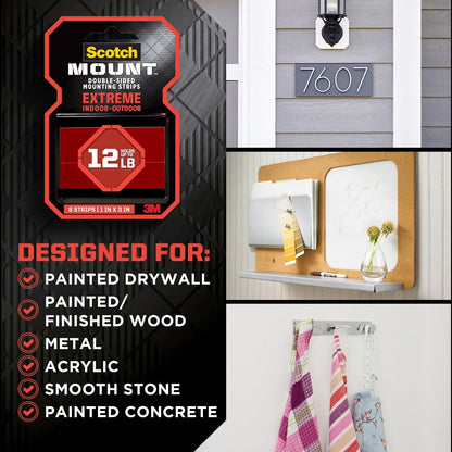 Scotch-Mount™ Extreme Double-Sided Mounting Strips Mega Pack 414H-ST-MP-DC, 1 In X 3 In (2,54 Cm X 7,62 Cm) Ea, 48 Strips
