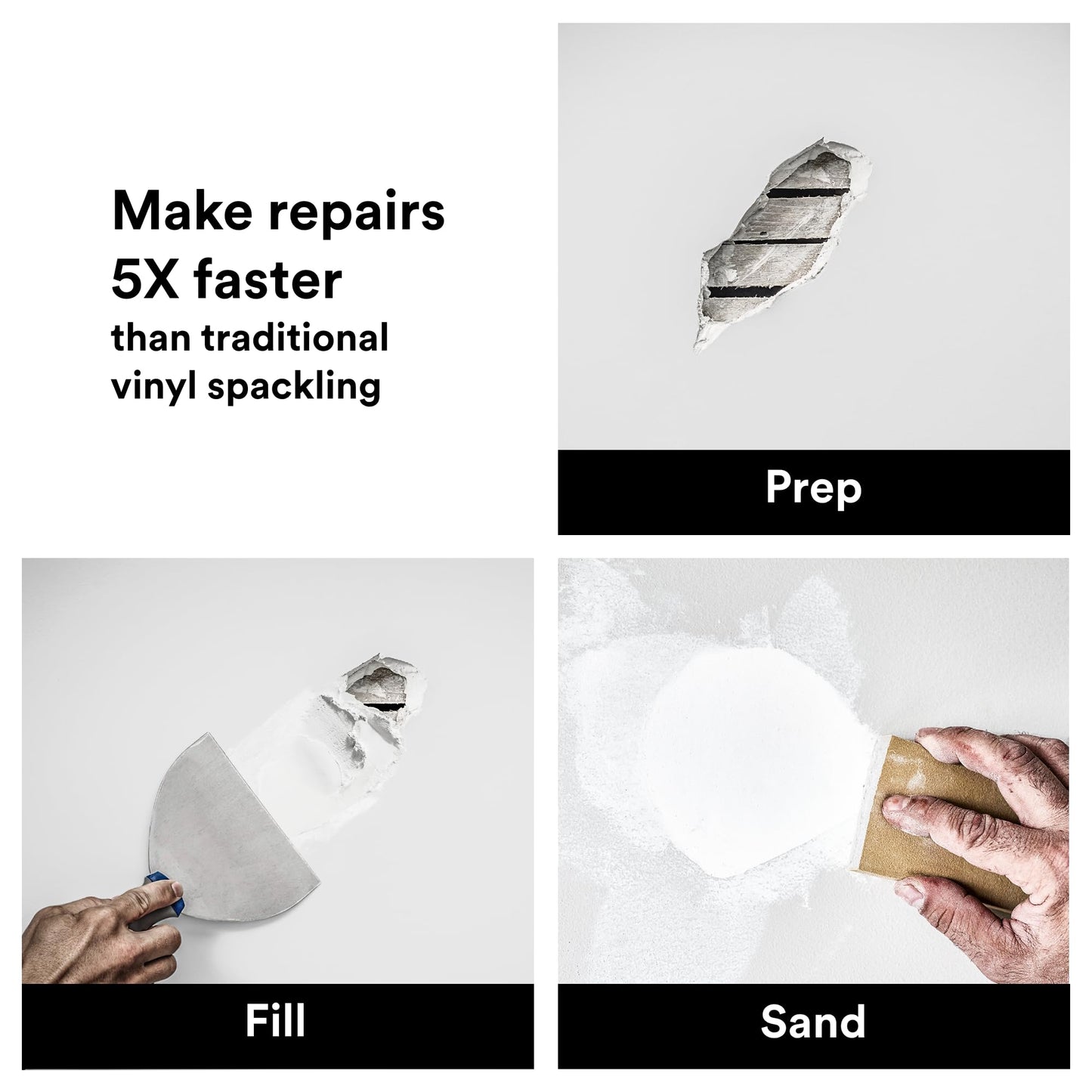 3M High Strength Fiber Reinforced Spackling Compound, 32 oz., Ideal for Large Hole Repair Cracks and Damaged Surfaces in Drywall, Plaster, Stucco, Concrete and Wood, For Easy Wall Repair (LHR-32-BB)