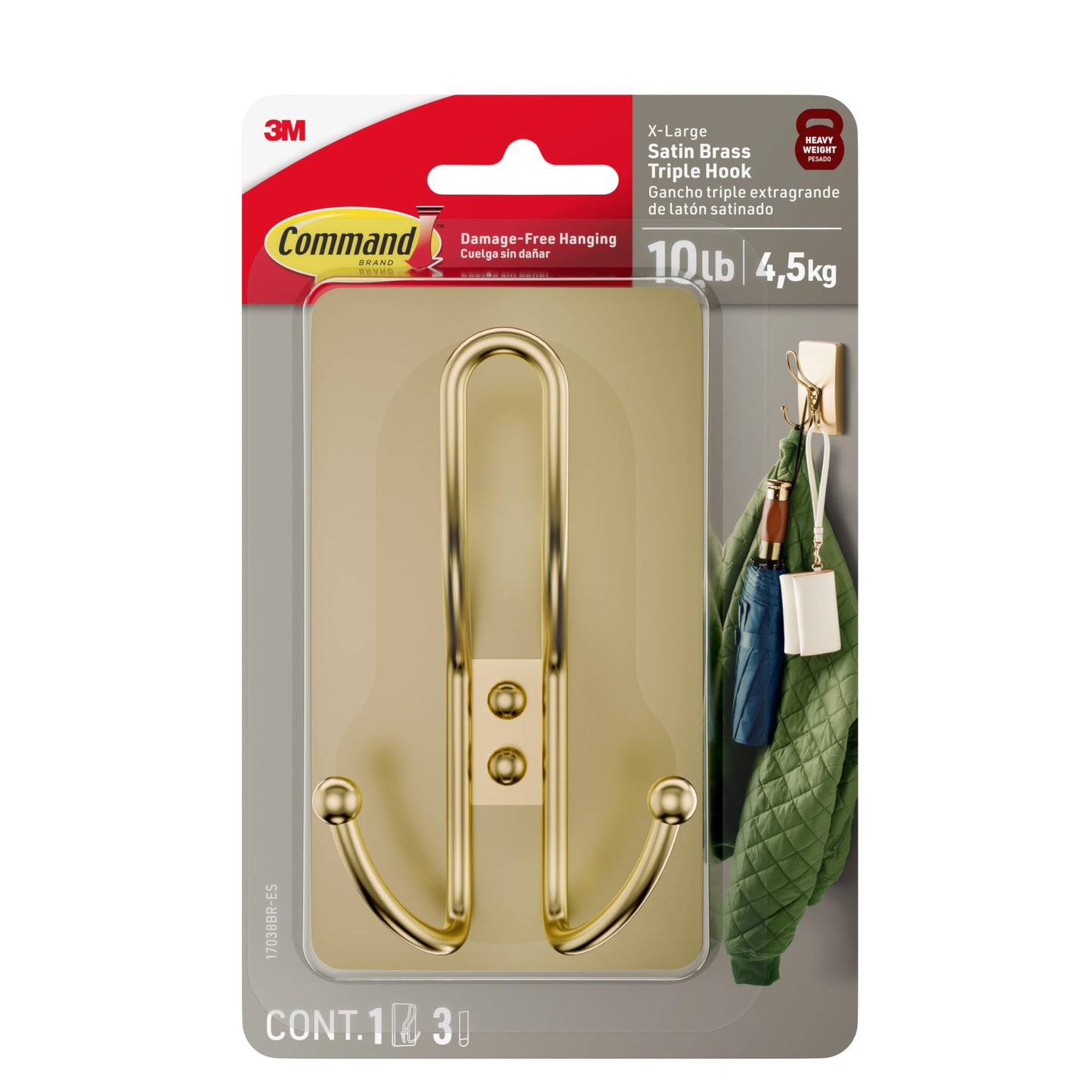 Command™ X-Large Metal Hook with Foam Strips Bulk for 17038BR-ES