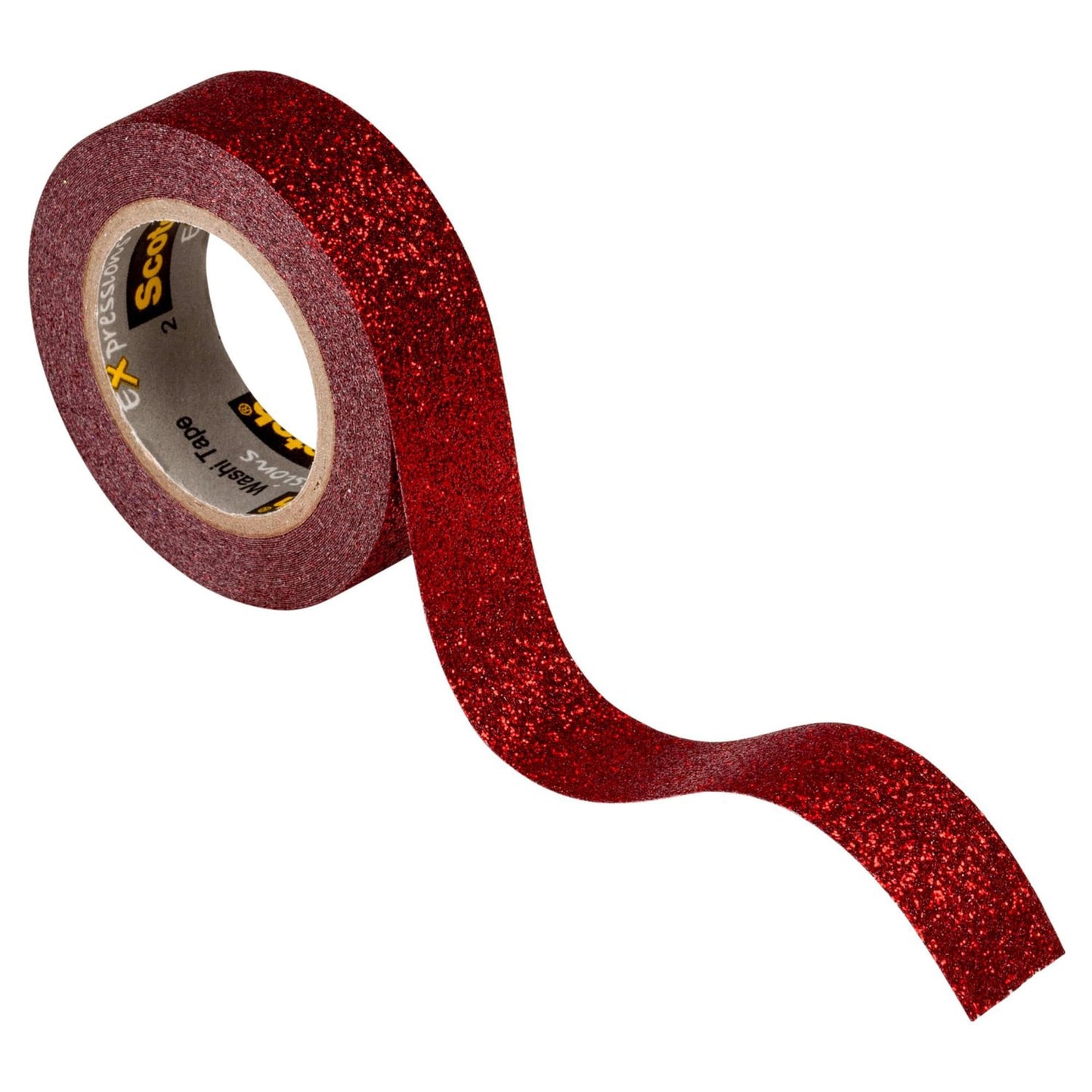 Scotch® Expressions Glitter Tape C514-RED, .59 in x 196 in (15 mm x 5 m) Red Glitter