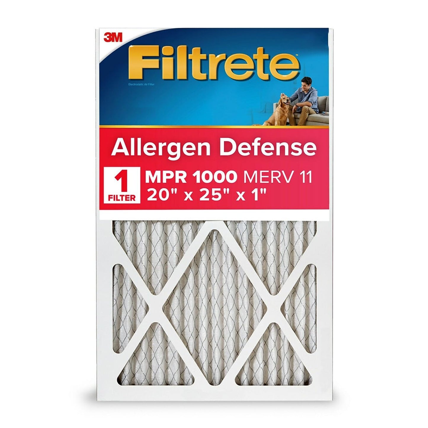 Filtrete™ Allergen Defense Air Filter, 1000 MPR, 9803-4, 20 in x 25 in x 1 in (50,8 cm x 63,5 cm x 2,5 cm)