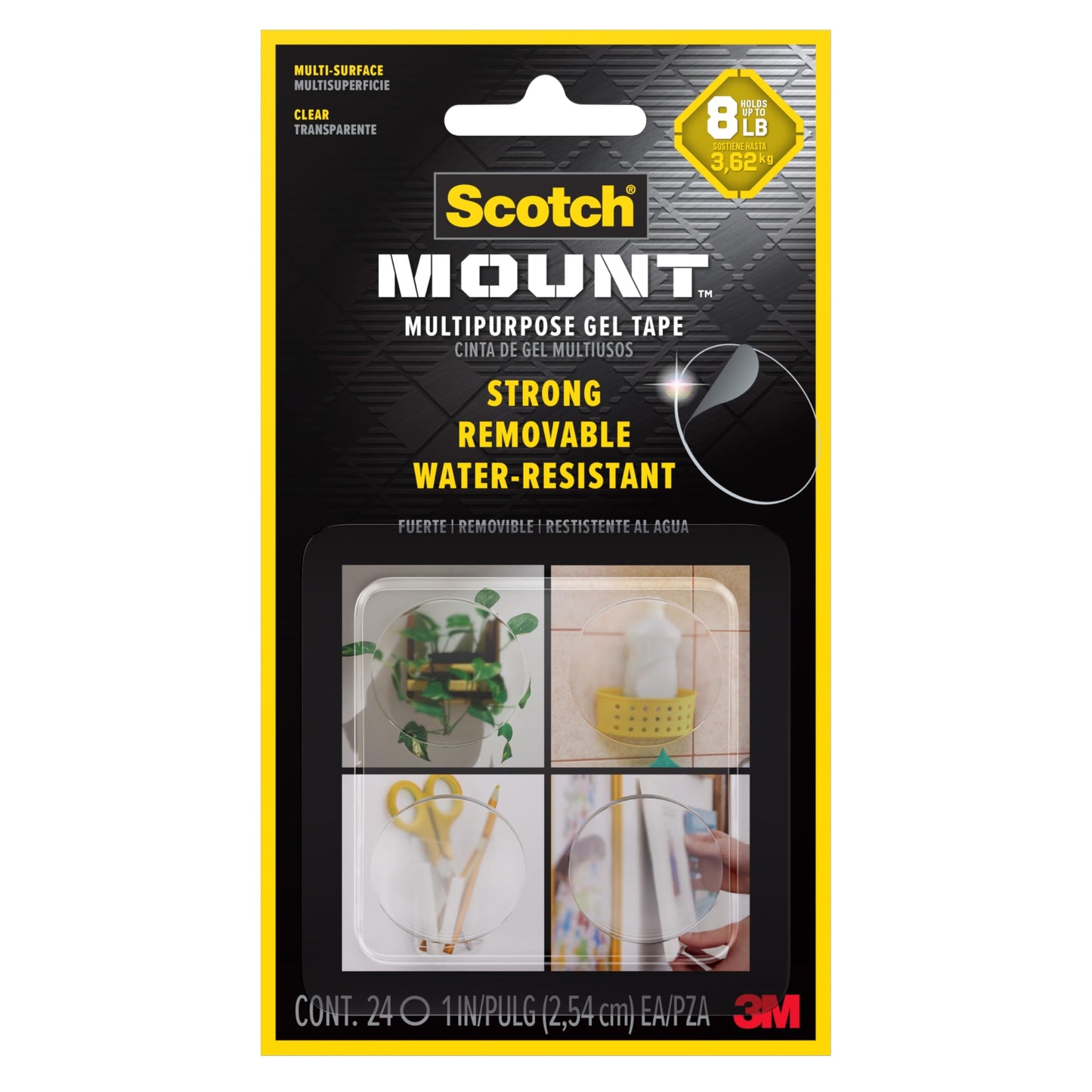 Scotch-Mount™ Multipurpose Gel Tape Circles 420-1INC-24ES, 1 in, 24 Pack